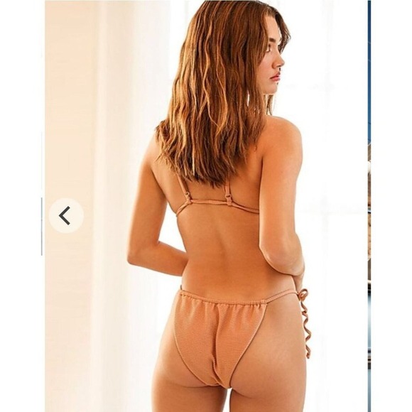 Dippin Daisy's Bikinis Chase Terry Triangle Bikini Top Peach XS NWT Beach Resort - Picture 5 of 6